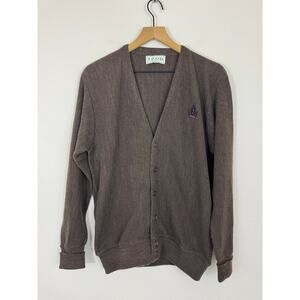Vintage IZOD Brown Button-Up Cardigan Sweater Size M Made in USA